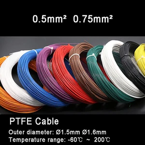 PTFE Cable Wire 0.5mm² Ø1.5mm, 0.75mm² Ø1.6mm Silver Plated Copper Stranded - Picture 1 of 5