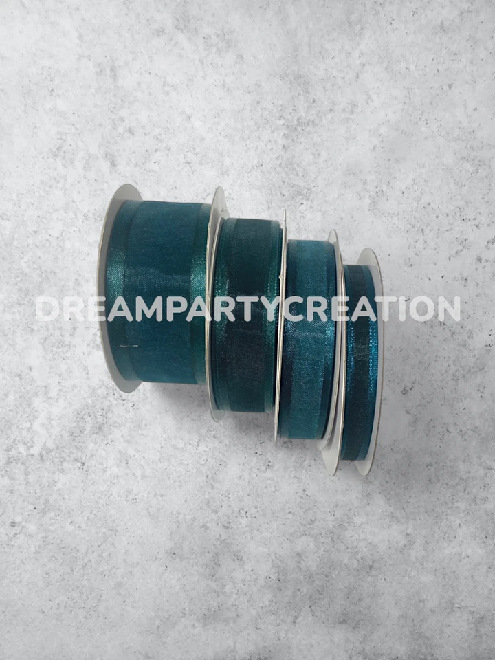 HUNTER GREEN Organza SATIN EDGE Sheer Ribbon 100% nylon Choose Size & Yardage - Image 1 of 1