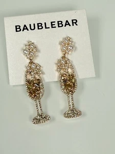 BaubleBar Faux Pearl & Rhinestone Champagne Bubbly Earrings, Pierced, 2.5” - Picture 1 of 6
