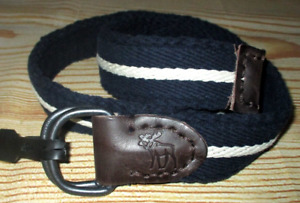 MENS ABERCROMBIE & FITCH NAVY BLUE CANVAS & LEATHER BELT SIZE 30