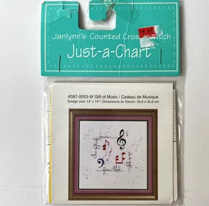Janlynns Just-a-Chart GESCHENK DER MUSIK gezähltes Kreuzstichmuster Noten von Gott - Bild 1 von 3