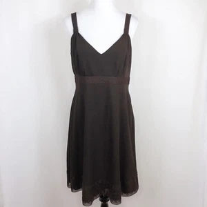 Tahari by ASL Women Size 10 Brown Embroidered Lined A-Line Empire Dress Summer - Picture 1 of 12