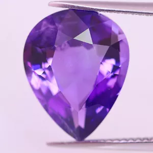 7.37cts Flawless Intense Rich Purple Natural Amethyst From Bolivia 16x13mm Pear - Picture 1 of 5