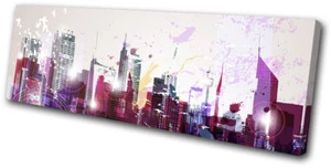 Stadtbild Abstrakte Stadt EINZELNE LEINWAND WANDBILD Bild Druck - Bild 1 von 1