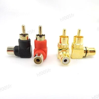 90 Degree RCA Connector M/F Right Angle female to male Plug copper Adapter L - Image 1 of 4