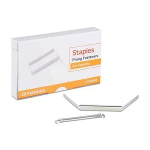 2 BOXES Staples Prong Fasteners 2 " W Capacity Silver 50/Pack ST44408/44408 - Bild 1 von 4