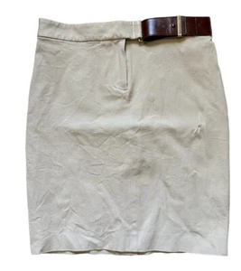 Brooks Brothers Womens Skirt Size 4 Belted Beige Knee Length Slit tan bottom - Picture 1 of 7