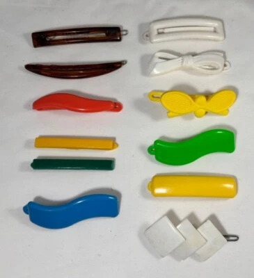 Juego de 12 pinzas y pasadores vintage de plástico y acrílico multicolores surtidos D Foto 1 de 4