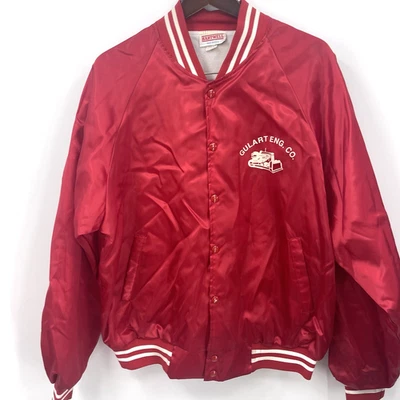 Vintage 80s Hartwell Satin Jacket Mens XL Gulart Engine Company Rockabilly Core - Image 1 of 4