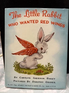 Vintage The Little Rabbit Who Wanted Red Wings Carolyn Sherwin Bailey With DJ - Picture 1 of 7