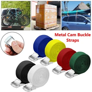 Metal Cam Buckle Tie Down Straps 1m & 5m Webbing Securing Luggage Trailer 25mm - Picture 1 of 17