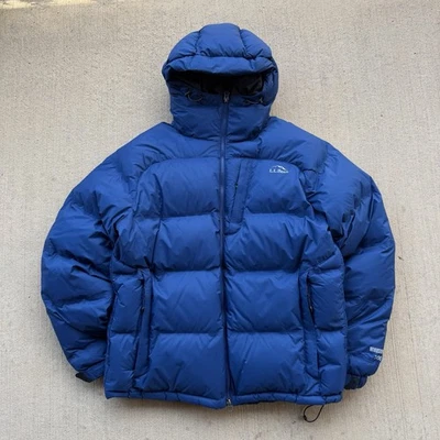 L.L. Bean Windstopper 700 Down Puffer Winter Jacket Hooded Blue Sz Large - Image 1 of 4