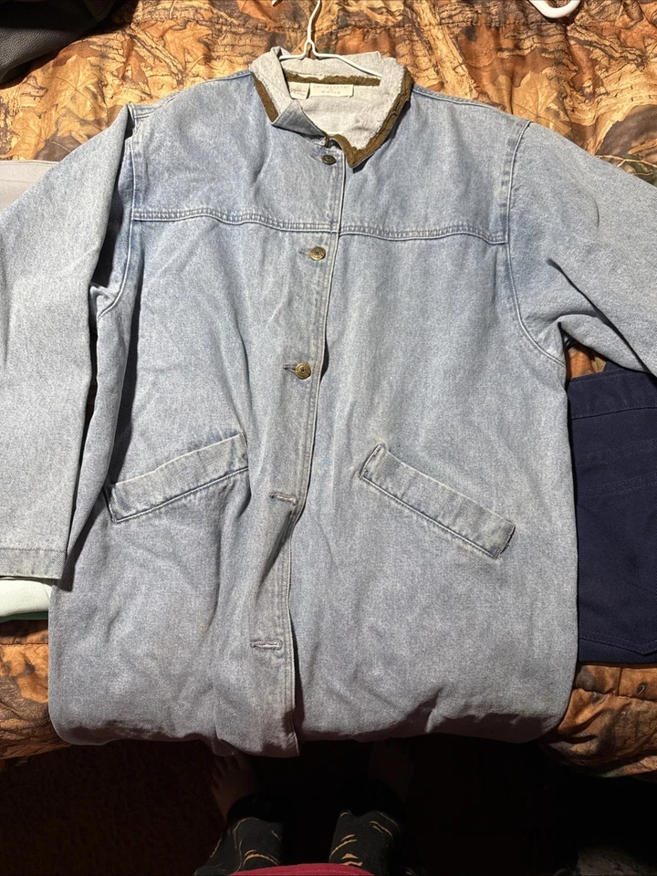 vtg Christopher Banks s  Jean Duster Ranch Coat Western brass  Button Womens L - Image 1 of 4