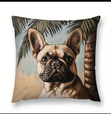 Funda de almohada de lino Bulldog Francés Foto 1 de 2