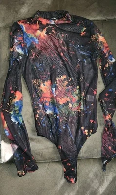 Fashion Nova Spread Love One Piece Mesh Bodysuit Long Sleeve - Image 1 of 4