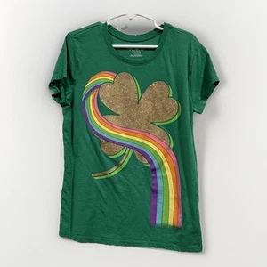 Children’s Place St Patricks Day Tee Green Clover Rainbow Girls 7-8 LIKE NEW - Picture 1 of 7