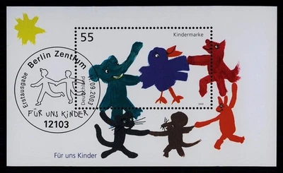 GERMANY 2003 BLOCK "CHILDREN" DOG CAT MOUSE BIRD ELEPHANT MOUSE used 1. day xc81 - Image 1 of 2
