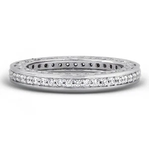 Ewigkeitsring 0,68 kt I-VS2 runder natürlicher zertifizierter Diamanten 18 kt Vintage-Stil - Bild 1 von 6