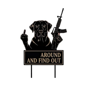 Dog Silhouette Yard Sign with Middle Finger &Won Middle Finger Dog Statue D ne- - Bild 1 von 23