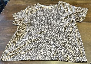 Croft & Barrow Leopard Print Short Sleeved Tee Tshirt Top Blouse Sz 1X - Picture 1 of 3