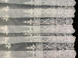 Tela de organza festoneada bordada floral transparente de marfil de 51,5 - Imagen 1 de 5