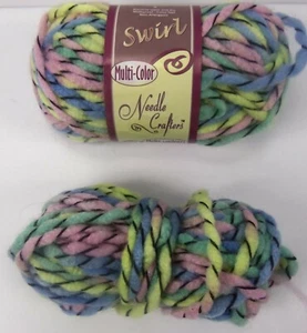 Needle Crafters Gentle Swirl Multi Color Yarn Pink Yellow Mint Blue Lot Of 2 - Picture 1 of 1