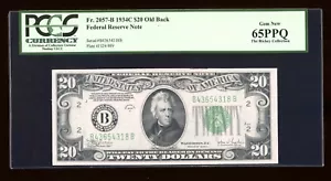 DBR 1934C $20 FRN New York Old Back Gem Fr. 2057-B PCGS 65 PPQ Serial B43654318B - Picture 1 of 2