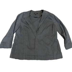 Eileen Fisher Organic Linen Blend Open Front Blazer Jacket Gray XS - Picture 1 of 8