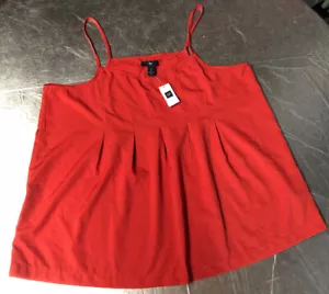 GAP Women Size L Pleated Spaghetti Strap Cami top Tank Sleeveless Totem Red NWT - Picture 1 of 4