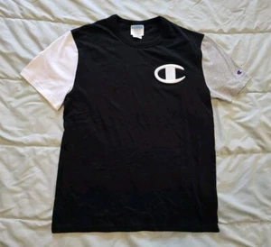 Champion Shirt Herren Medium schwarz weiß gesticktes Logo Kurzarm Crew Tee - Bild 1 von 13