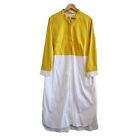 eShakti Colorblock Yellow White Hidden Button Front Shirt Dress w/Pockets 1X-18W