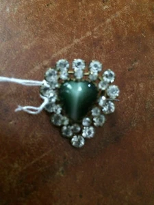 Broche ancienne, strass et pierre. - Photo 1/4
