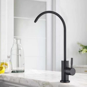 Spout Height 8.46" Stainless Steel Kitchen Water Filter Faucet - Matte Black - Picture 1 of 7