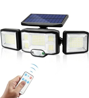 Faretto Lampione Solare Da Esterno Con Pannello Solare Sensore Movimento 190 Led - Immagine 1 di 4