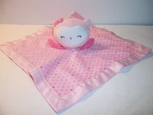 SECURITY BLANKET - Carters Child of Mine - Owl Lovey Pink Hearts Baby LOVEY - VG - Picture 1 of 3