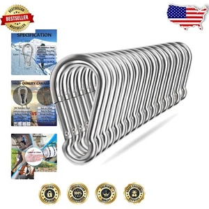 Versatile 16-Pack 304 Stainless Steel Snap Hooks - Perfect for Fishing & Camping - Picture 1 of 9