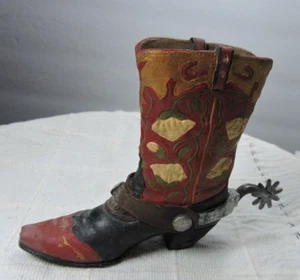 Cowboy boot Figurine Red and black with spur - Picture 1 of 5