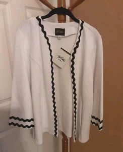Bob Mackie Wearable Art Open-Front Cardigan W/Ric Rac Detail~ Size 1X ~NEW W/TAG - Picture 1 of 12