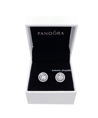 Nuevo 100% Auténtico PANDORA 925 Ale Brillante Doble Halo Pendientes 299411C01 Foto 1 de 4