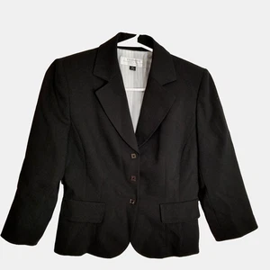 Tahari Arthur S Levine Blazer Women's 2 Petite Jacket Black 3 Button Career - Picture 1 of 7