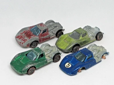 Redline Hot Wheels - Ford MK IV  Mark 4 Junk Lot of 4 - Blue, Green, Lime, Red - Image 1 of 3
