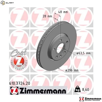 2x BRAKE DISC 610.3724.20 FOR VOLVO ASIA B4204T44/4204T31/4204T23 2.0L 4cyl S90 - Image 1 of 4