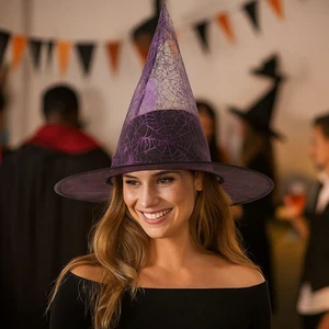 Pointed Hat Spider Witch Hat Sequin Halloween Headwear Cosplay Event - Picture 1 of 13