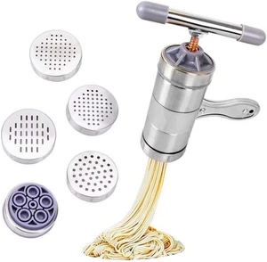 Fabricante de fideos de acero inoxidable, máquina manual de pasta plateada - Imagen 1 de 6
