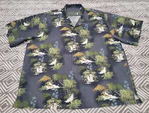 Tommy Bahama Shirt Mens XXL Black Silk Tropical Penguin Holiday Christmas - Picture 1 of 8