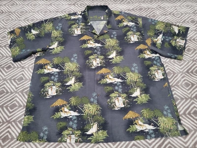 Tommy Bahama Shirt Mens XXL Black Silk Tropical Penguin Holiday Christmas - Image 1 of 4