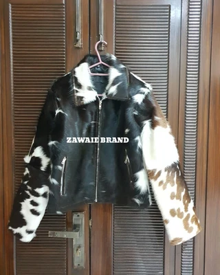 Genuine Cowhide Leather Jacket for Women | Western Hair on Rodeo Style Coat - Image 1 of 4
