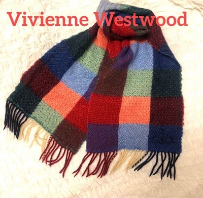 Bufanda Vivienne Westwood Lana Patchwork Hombres Mujeres Azul Rojo Verde Usada Japón Foto 1 de 4