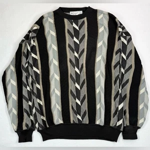 VINTAGE ST. CROIX USA Mens L Sweater Coogi Style Textured Knit Stripe Abstract - Picture 1 of 11