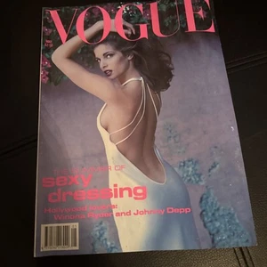 VOGUE May 1991 STEPHANIE SEYMOUR Claudia Schiffer WINONA RYDER Johnny Depp @ EX+ - Picture 1 of 4